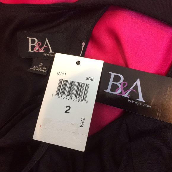 Betsy & Adam Black and Pink Gown - NWT - Picture 7 of 9